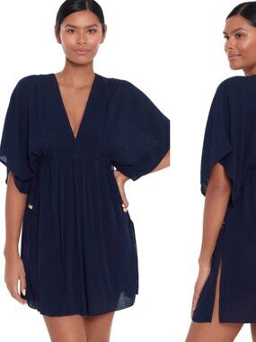Lauren Ralph Lauren Navy Crinkle Rayon Cover Up Tunic NWT Sz 2X